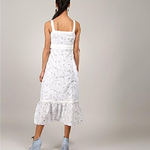 L33 White flounced Sundress Boho Prarie cottagecore twee kentucky derby! Cotton! - Picture 12 of 14